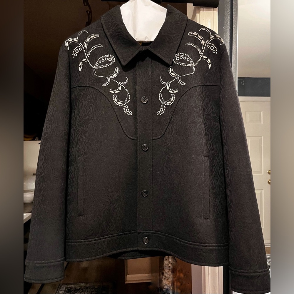 Saint Laurent Paris Studded Western Jacket Black Jacquard Wool Slimane Era Sz 52